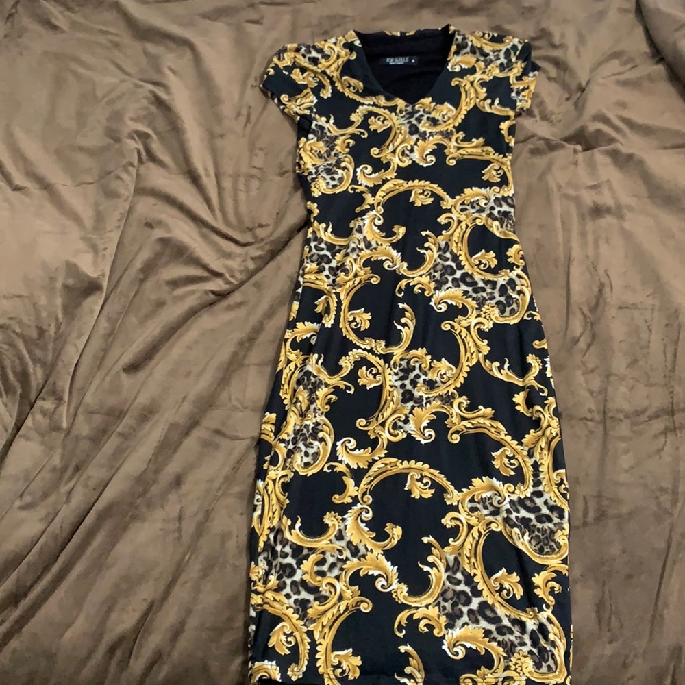 Leopard print and gold dress